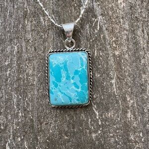 Silver and Turquoise Pendant Necklace